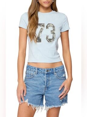 Edikted 73 Camo Shrunken Cotton Graphic T-Shirt